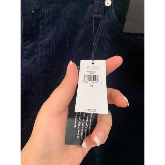 Banana Republic High-Rise Straight Corduroy Ankle Pant Hyper Navy Sz 35 NWT $120 - Picture 4 of 8